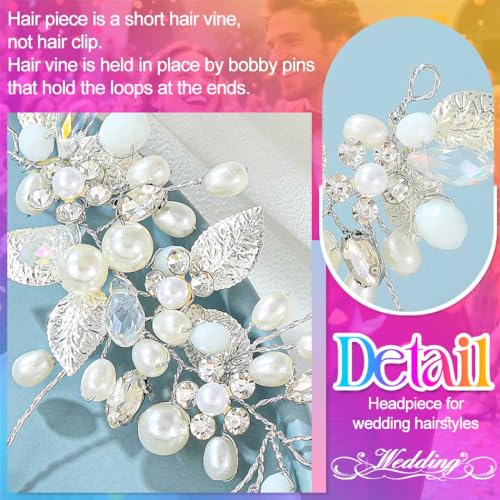 Gorais Bride Wedding Hair Vine Pearl Bridal Headpieces Leaf Hair Accessories for Women and Girls
