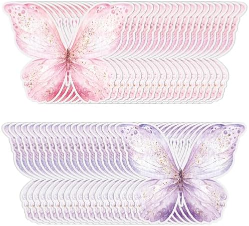 50 Pack Paper Butterfly Placemats Disposable Party Placemats Pink and Purple Butterfly Table Mats for Baby Shower Wedding Birthday Kitchen Dining Table Decoration