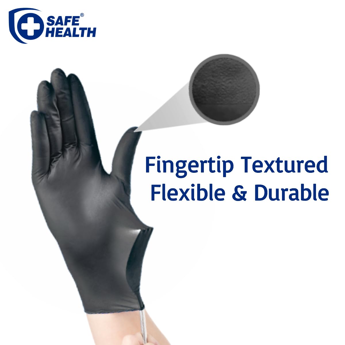 SAFE HEALTH Nitrile Black Industrial Disposable Gloves-Large 3.5 Mil Case of 1000 Powder Free-Latex Free Tattoo-Beauty Salon-Hair Nail Studio-Auto Repair-Car Maintenance-Household-Daily