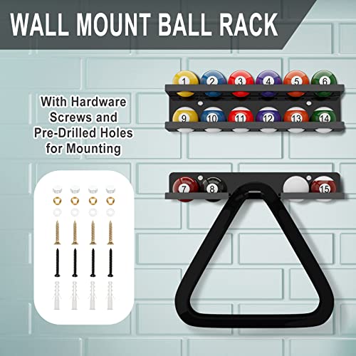 Cosmos Acrylic Billiard Ball Storage Shelf Set Pool Ball Wall Mount Rack Pool Accessory Wall Holder for 16 Balls Billiard Pool Ball Cue Ball Billiard Ball Rack in Billiard Room Bar (Solid Black)
