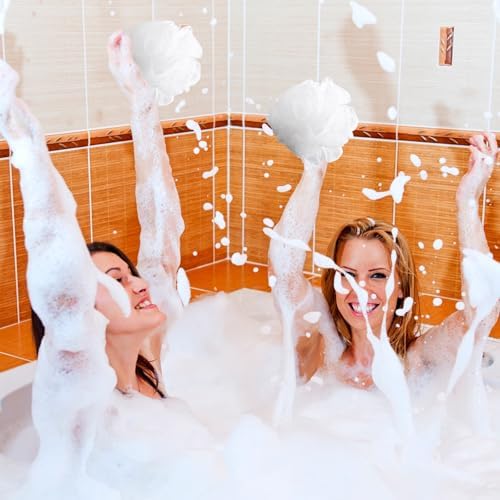 Sunnyray 200 Pcs Loofahs Bulk Bath Sponge Shower Luffas Exfoliating Body Scrubber Packs Soft Mesh Loofahs Balls Travel Cleaning Wash Puff Bathing Accessories for Women Men, 20g (Pure White)