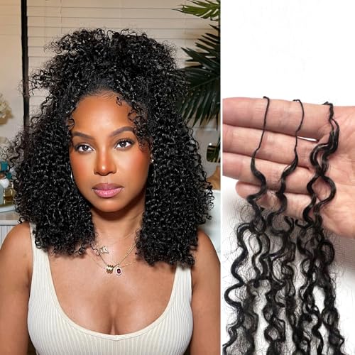Afro Kinky Curly Knotless Pre-Separated Crochet Hair Extensions Kinky Curly Feather Hair Extensions Afro Kinky Curly Feather Line Hair 100% Human Hair Natural Color 18 Inch 120g