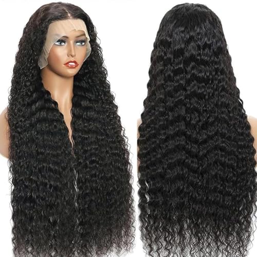 30 Inch Deep Wave Lace Front Wigs Human Hair Pre Plucked 200% Density HD Transparent 13x4 Lace Frontal Wigs For Women Human Hair Lace Front Wigs Deep Curly Human Hair Wig