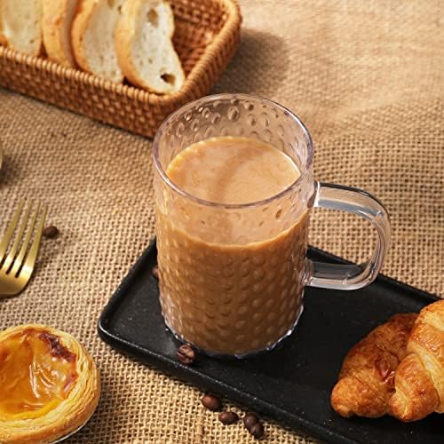 Coffee Mugs Set of 4, Unbreakable Clear Coffee Mugs with Handle, 16 Ounce Reusable Plastic, Dishwasher Safe