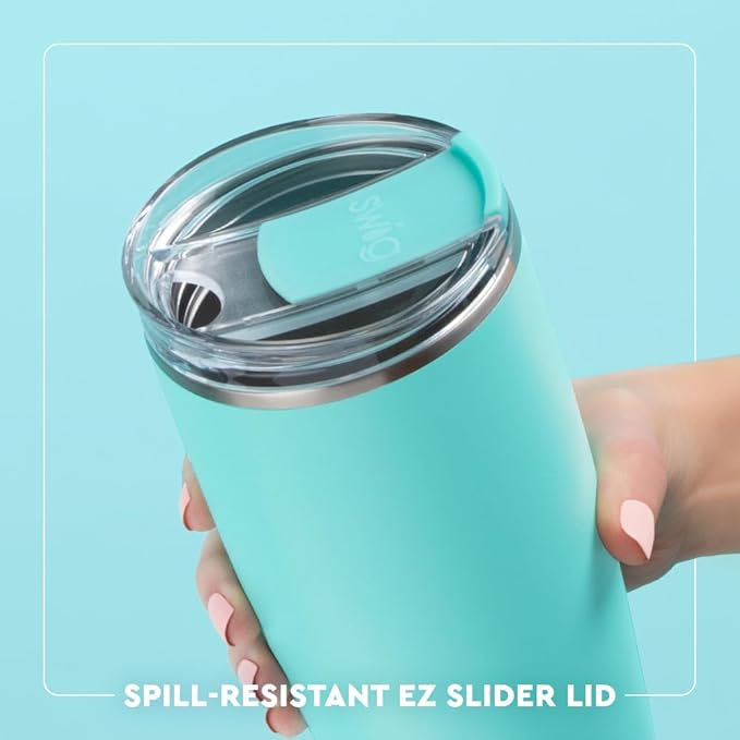 Swig Life 22oz Insulated Tumbler, Travel Coffee Tumbler with Lid, Cup Holder Friendly Travel Coffee Mug, Stainless Steel, 22 oz Tumblers, Reusable Insulated Mug with Lid (Blue Lagoon)