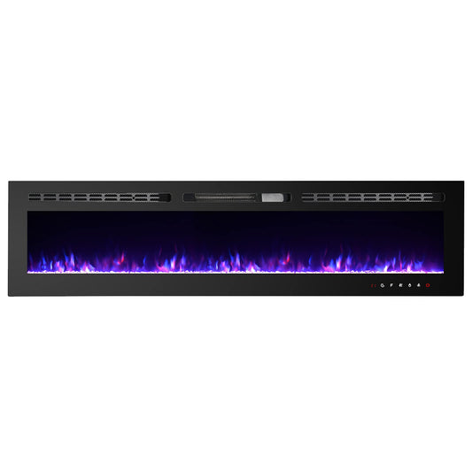 CharaVector 70 inch 750W/1500W Electric Fireplace Inserts with Remote Control in Wall Mounted, Energy Saving LED Insert Fireplace Heater Indoor Glass View with Remote Control & Touch Screen, Black