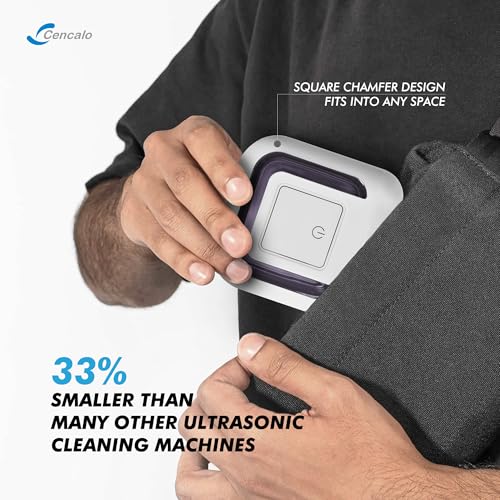 Ultrasonic Retainer Cleaner Machine with 2 Digital Timer, U-V Dental Cleaning Pod with Viewing Port,180ml Portable Denture Cleaner for Mouth Guards, Night Guards, Aligners, Brace, Jewelry, 42kHz White