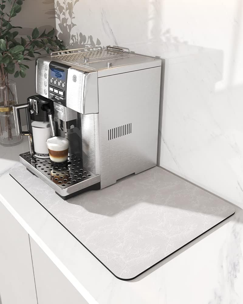 AMOAMI Coffee Mat Hide Stain Rubber Backed Absorbent Dish Drying Mat for Kitchen Counter - Fits Under Coffee Maker or Machine