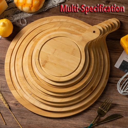 Pizza Serving Board Tray Set of 8, Wooden Lightweight Handles, Up to 13 Inches, Pizza Making Storage, Perfect for Parties and Gatherings,Light Brown,7inch
