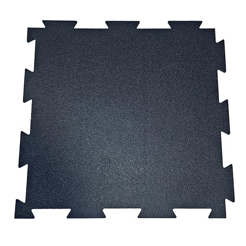 Rubber King 10 Piece Interlocking Tiles 19" x 19" x 6mm - 100% Recycled Rubber Gym Floor Tiles, Exercise Mat for Home Gym, Anti-Slip Low-Odor Interlocking Puzzle Floor Tiles - 23.5sq ft - Black