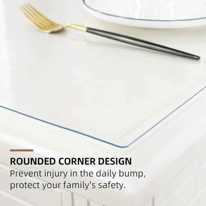 Warmstar Clear Table Cover Protector 32 x 96 Inch,1.5mm Thick Plastic Table Cover Rectangle,PVC Clear Table Protector,Desk Protector Mat for Kitchen, Dresser, Writing Desk，Dining Room Table