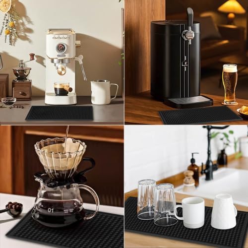 12"x6" PVC Bar Service Mat, Non-Slip Petite Cocktail and Coffee Service Mat for Countertop, Home Bar, Kitchen, Restaurant (Pack of 2)
