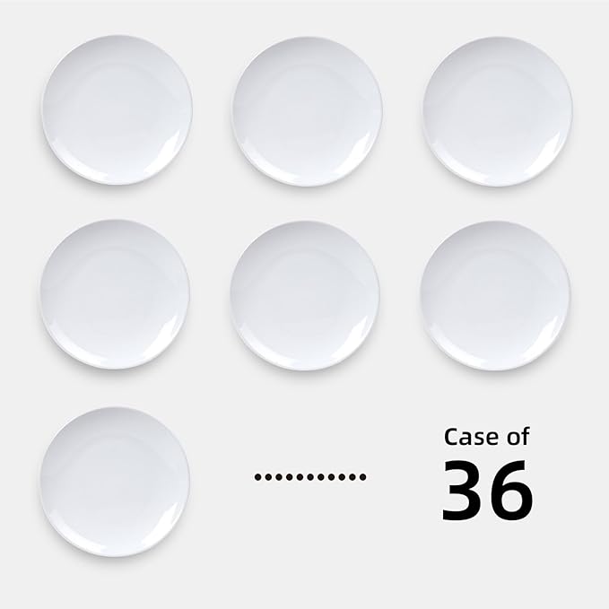 Stoneware Coupe Commercial Grade Dinnerware Bright White Plate 7.25", Case of 36