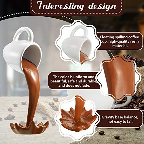 Jetec Floating Spilling Coffee Cup Magic Pouring Splash Coffee Mug Pouring Spilling Mugs Cafe Novelty Funny Cup Sculpture Art Decoration for Home Decor
