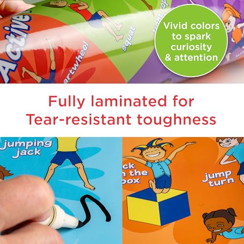 Covelico Physical Therapy Posters, 1 x A3 Laminated Poster for Kids, Physical Education Equipment for Elementary Classroom Exercise, Essential PE Teacher Supplies - Engaging PE Posters for PE Class