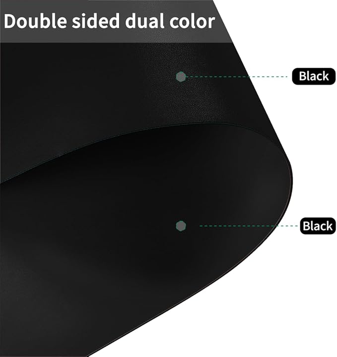 Large Leather Desk Mat - 40x80 Inch Waterproof Easy to Clean Can Conceal Flaws Protector The Table Top from Scratches Used for Dining (Black+Black 40x80)