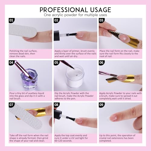 Acrylic Nail Kit with Everything: Beginners Set with Drill - Professional Acrylic Powder Glitter Monomer False Tips Top Base Coat Starter Kit - Full Decorations Nail Supplies for Nail Extensions Gift