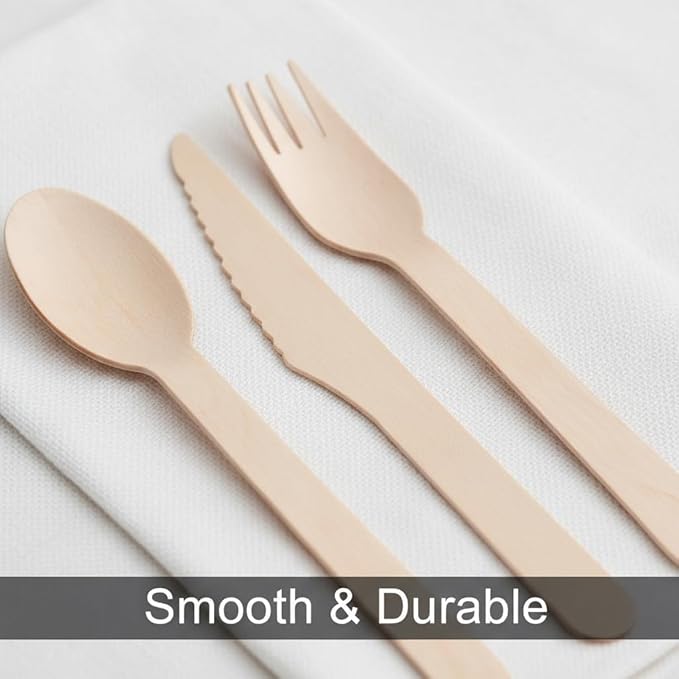 500 Wooden Spoons, Disposable Wooden Cutlery Set - Alternative to Plastic, Eco Friendly, Biodegradable, Compostable Cutlery Set - 500 Wooden Spoons Disposable Utensils Set