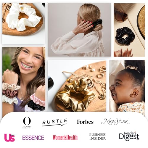 Celestial Silk Mulberry Silk Scrunchies for Hair (Charcoal, Pink, Ivory)