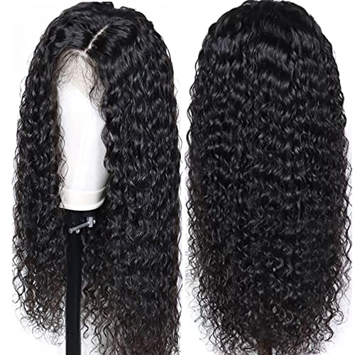20Inch 13x4 Deep Wave Wet and Wavy Lace Front Wigs Human Hair for Black Women Glueless Brazilian Virgin Wear and Go HD Curly Lace Frontal Wig Pre Plucked with Baby Hair