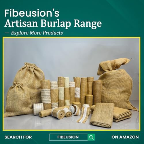Stiffen Burlap Roll 12" x 30 FT - No-Fray Finished Edge Natural Burlap Fabric – No Odor, Eco-Friendly Roll for Gardening, Rustic Table Decor and Other DIY Crafts