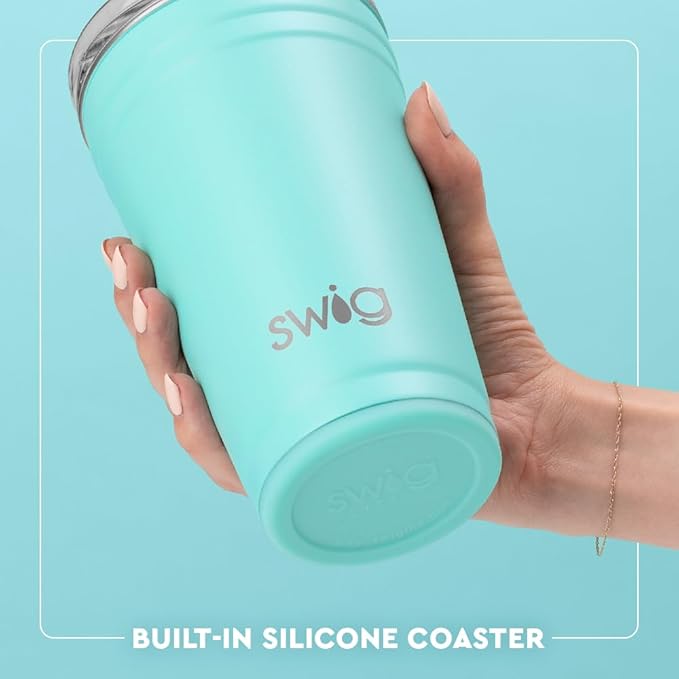 Swig Life 24oz Party Cup, Stackable Insulated Travel Coffee Tumbler with EZ Slider Lid, Cup Holder Friendly, Stainless Steel 24 oz Tumbler, Reusable Coffee Mug (Saturdays in Knoxville)