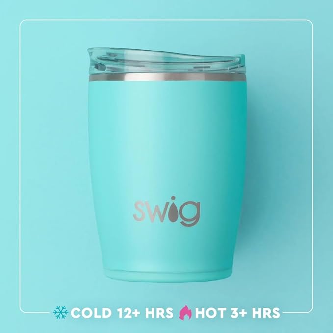 Swig Life 12oz Insulated Tumbler, Travel Coffee Tumbler with Lid, Cup Holder Friendly Travel Coffee Mug, Stainless Steel, 12 oz Reusable Insulated Coffee Mug (Saturdays in Starkville)