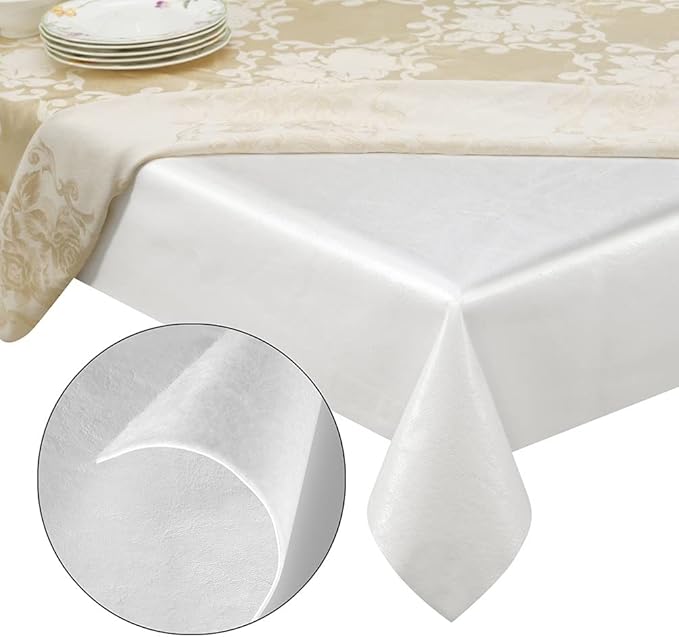 Quality Table Pad Protector, Superior Protection from Spills, Scratches & Heat - Reusable Vinyl Table Cloth with Cushion Flannel Backing (72" L x 54" W)
