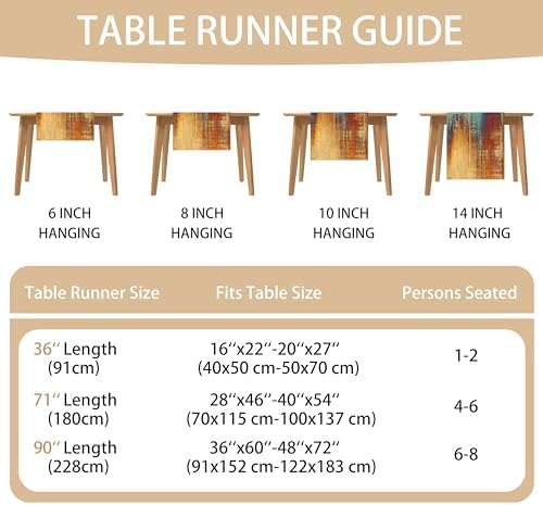 Burnt Orange Farmhouse Table Runner Vintage Abstract Blue and Orange Table Runner Messy Rust Painting Coffee Table Runners for Kitchen Dining Table Home Decor 71in