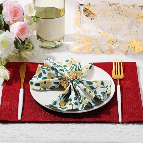 Tatuo Cotton Cloth Napkins Set of 24, 15 x 15 Inch Floral Dinner Napkins Washable for Family Cocktail Parties Wedding Kitchen Dining Room Table Spring Tea Party(Lovely Flowers)