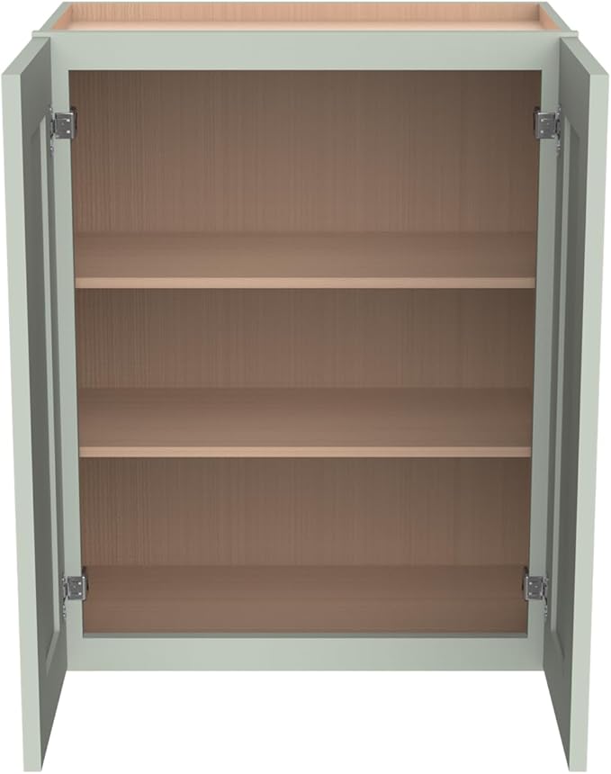 Wall-Mounted Cabinet – Solid Wood Shaker Style Medicine Cabinet with Adjustable Shelves & Soft-Close Doors for Bathroom, Kitchen, and Office Storage (Jade Green, 42" W x 12" D x 36" H)