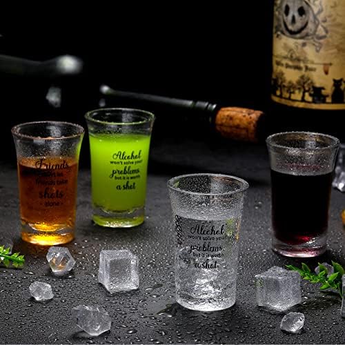 Cunhill 12 Packs Acrylic Clear Party Shot Glasses Random Set 1.2 Ounce Small Glasses Funny Friends Wine Glasses Acrylic Drinking Glasses for Adult Glass Shot Cups(Friend)