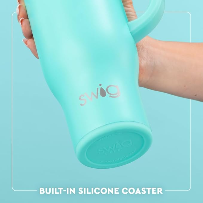 Swig Life 30oz Mega Mug, 30 oz Tumbler with Handle and Straw, Cup Holder Friendly, Dishwasher Safe, Extra Large Insulated Tumbler, Stainless Steel, Birthday Gifts for Women (Make a Wish)