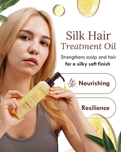 LABIOTTE Silk Oil Hair Treatment for Repair, Frizz Control & Shine - With Jojoba Oil for Dry, Damaged Hair Growth - 5.07 Fl Oz