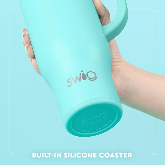 Swig Life 30oz Mega Mug, 30oz Tumbler with Handle and Straw, Large Insulated Tumblers, Cup Holder Friendly Travel Mug, Stainless Steel 30 oz Tumbler, Reusable Insulated Water Bottle (Lemon Meringue)