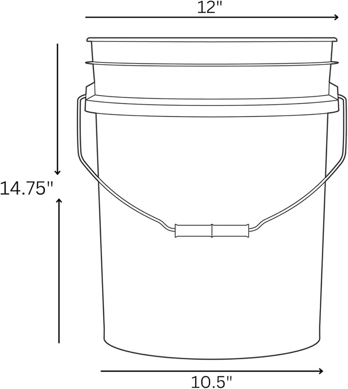 House Naturals 5 Gallon Premium HPDE Plastic Bucket - Made in USA Food Grade Storage Container, BPA Free All Purpose Pail (3, Gray)