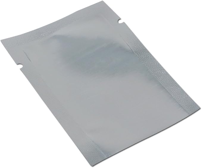 Silver Aluminum Foil Pouch Heat Seal Front Window Plastic Mini Open Top Flat Vacuum Packaging Mylar Bag Food Small Sample Mylar Storage with Tear Notch (500, 10x15cm(3.9x5.9 inch))