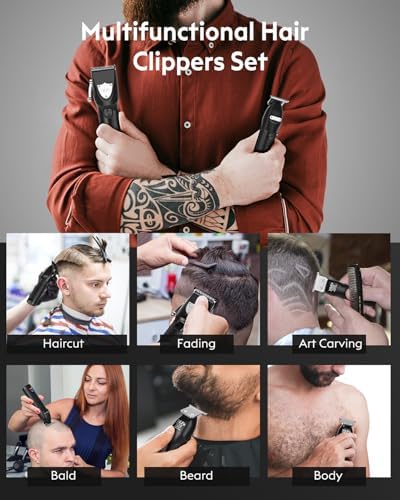 YiLFo Hair Clippers for Men - Professional Barber Clippers, LED Display Trimmer, T Liners Edgers, Shaving Kit