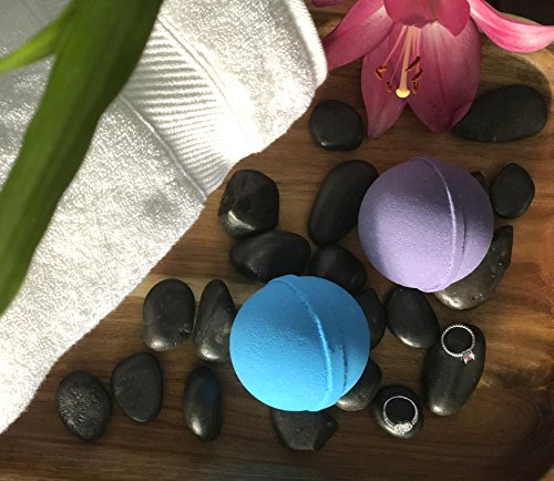 Ocean Breeze Lavender Bath Bombs Gift Set of 2 with Size 6 Ring Inside Each Made in USA
