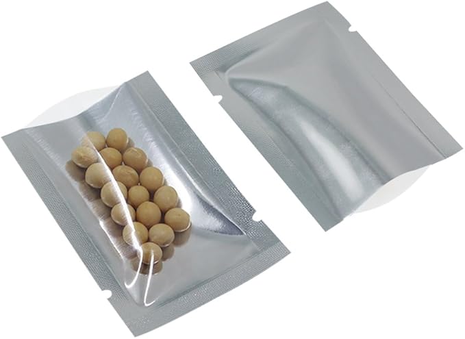 1000 Pcs Silver Aluminum Foil Pouch Heat Seal Front Window Plastic Mini Open Top Flat Vacuum Packaging Mylar Bag Food Small Sample Mylar Storage with Tear Notch 6x9cm(2.3x3.5 inch)