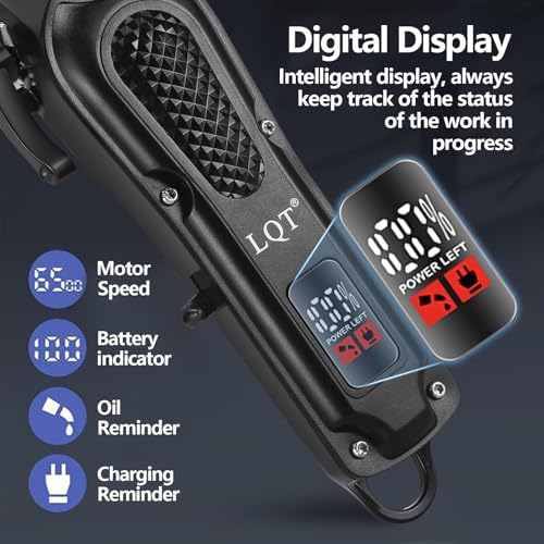 LQT® Men's Professional Hair Clippers Kit，Cordless & Corded Barber Clippers Set，Grooming Rechargeable Beard Trimmer with Adjustable Blade