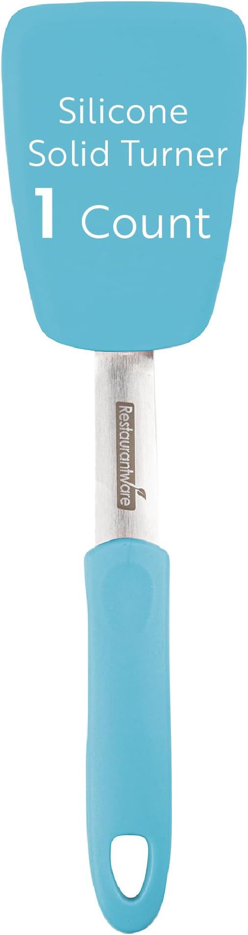 Restaurantware Silicone Spatula 1 Count 13.3 Inches Flexible Heat Resistant Silicone Turner, Turquoise Nonstick Kitchen Cooking Flipper With Soft Touch Rubber Handle, Dishwasher-Friendly Ergonomic