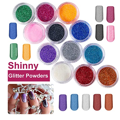 Nail Kit Set Professional Acrylic with Everything, 12 Glitter Acrylic Powder, Tips, Decoration, DIY Nail Art Tools & Supplies for Beginners