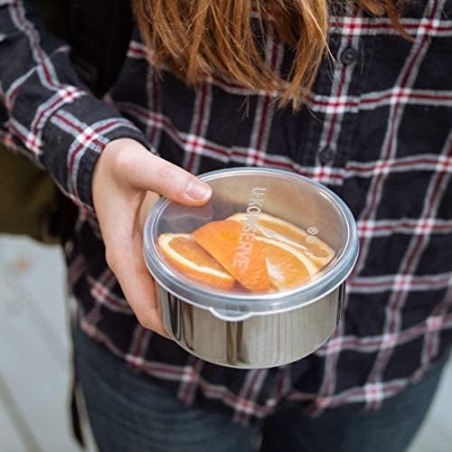 U Konserve Stainless Steel Round Food Storage Bento Box Container, Leak Proof Silicone Lid Dishwasher Safe - Plastic Free, 9oz