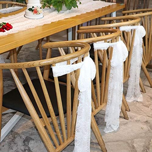 10 Pcs White Lace Table Runners 14 x 120 Inch for Wedding Bridal Shower Baby Shower Party Table Decoration, Rustic Rose Embroidered Boho Table Runner