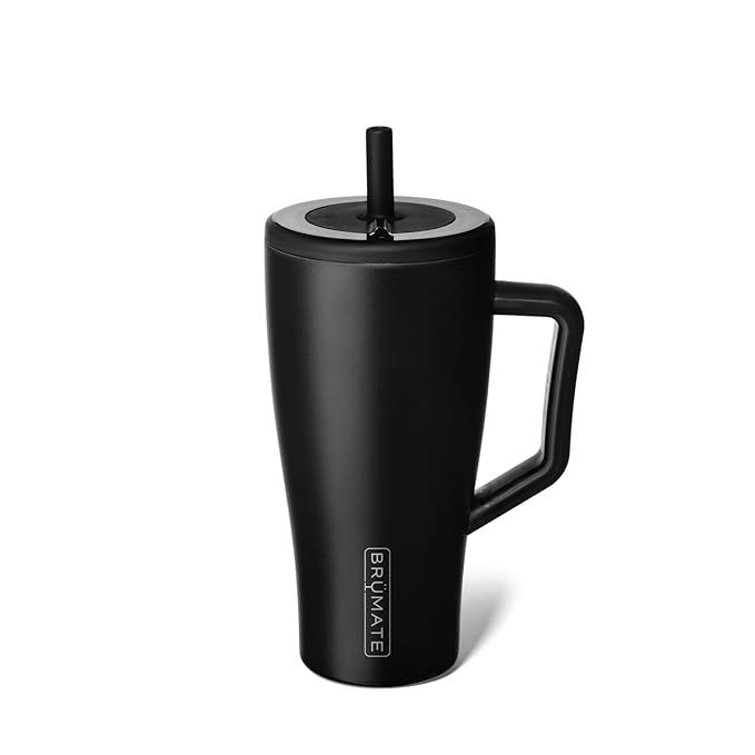 BrüMate Era 30 oz Tumbler with Handle and Straw | 100% Leakproof Insulated Water Bottle Tumbler with Lid and Flexible SoftSip Straw | Made of Stainless Steel | Cup Holder Friendly | 30oz (Matte Black)
