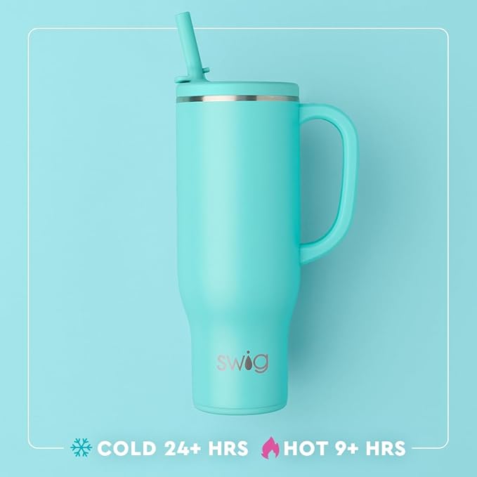 Swig Life 30oz Mega Mug, 30oz Tumbler with Handle and Straw, Large Insulated Tumblers, Cup Holder Friendly Travel Mug, Stainless Steel 30 oz Tumbler, Reusable Insulated Water Bottle (Hoppy Easter)
