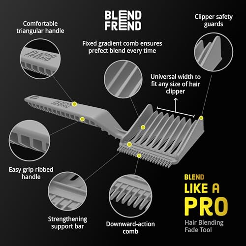 Blend Frend Hair Clipper Comb, Grade 1 (3mm), At-home Users, novice barbers, U.K Made, Compatible with all Clipper Brands, Blending Comb - Original