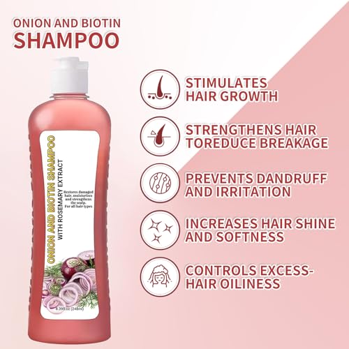 Onion Biotin and Rosemary Shampoo, shampoo de cebolla y romero, for Soft Hair & Shine for Hair Growth, Hair Loss and Thinning Hair