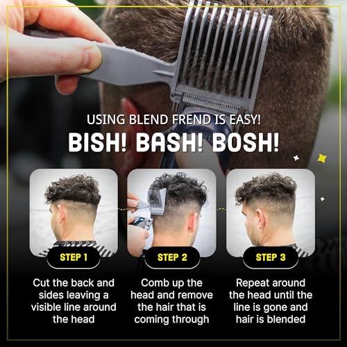 Blend Frend Hair Clipper Comb, Grade 1 (3mm), At-home Users, novice barbers, U.K Made, Compatible with all Clipper Brands, Blending Comb - Original